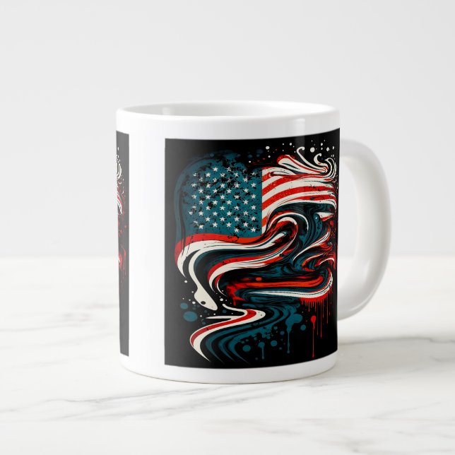Abstract American Flag Jumbo Mug  (Front Right)