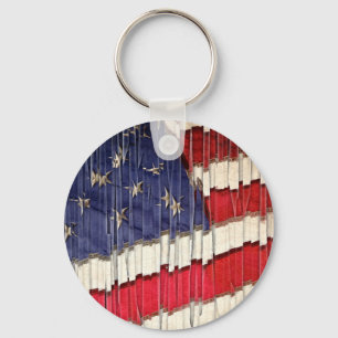 Abstract American Flag Key Ring