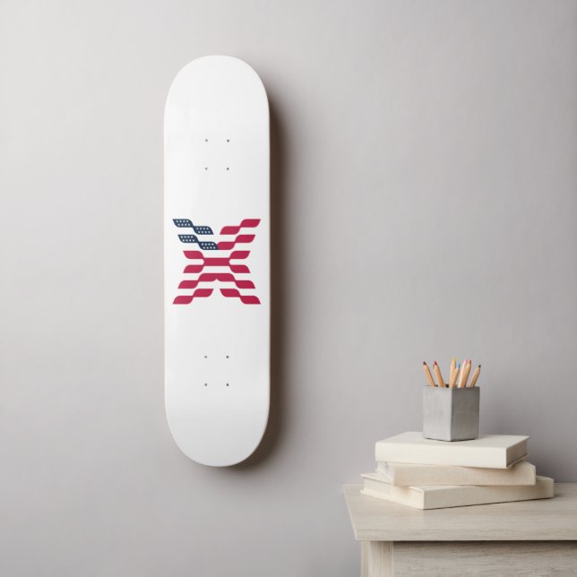 Abstract American Flag Letter X  Skateboard (Wall Art)