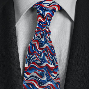 Abstract American Flag Pattern Tie