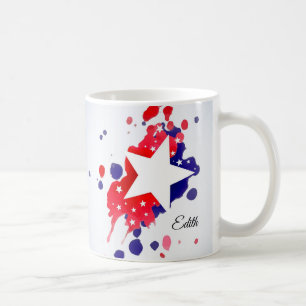 Abstract American Flag Red Blue White Star Stripes Coffee Mug