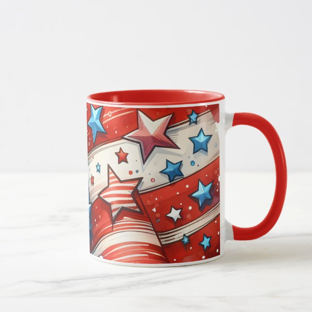 Abstract American Flag Red, White and Blue Mug (Right)