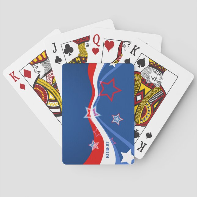 Abstract American flag, red white and blue Playing Cards (Back)