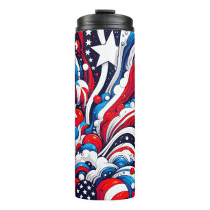 Abstract American Flag Red, White and Blue Thermal Tumbler