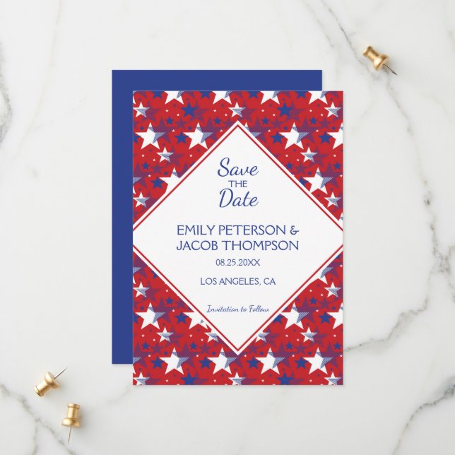 Abstract American Flag Save The Date (Front/Back In Situ)