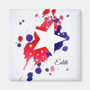 Abstract American Flag Stars and Stripes with Name Magnet