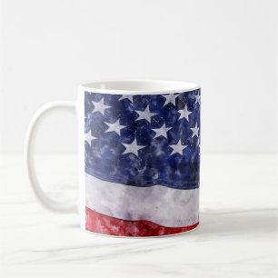 Abstract American Flag, Watercolor Style. Coffee Mug
