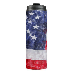 Abstract American Flag, Watercolor Style. Thermal Tumbler