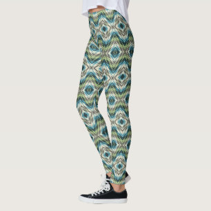 Abstract American Native Indian Mosaic Art Pattern Leggings