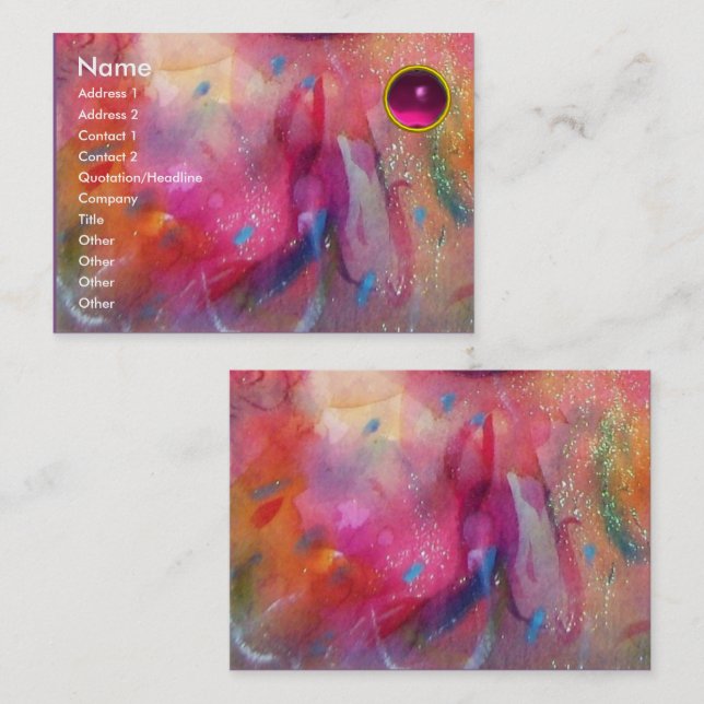 ABSTRACT AMETHYST ,bright red pink blue purple Business Card (Front/Back)