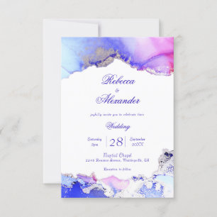 Abstract Amethyst Ink Wash Wedding Invitation