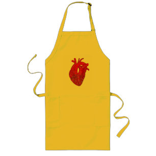 Abstract Anatomical Heart Line Art Long Apron