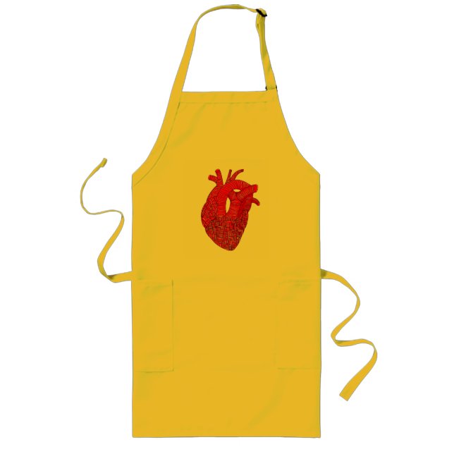 Abstract Anatomical Heart Line Art Long Apron (Front)