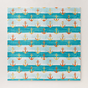 Abstract anchors: watercolor stripe pattern. jigsaw puzzle