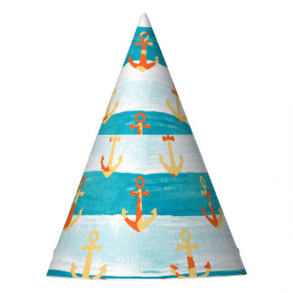 Abstract anchors: watercolor stripe pattern. party hat