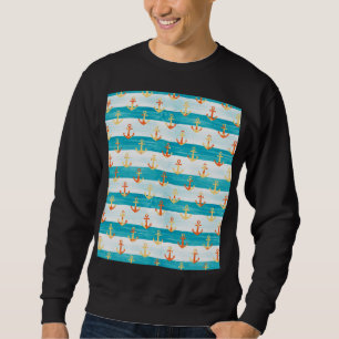 Abstract anchors: watercolor stripe pattern. sweatshirt