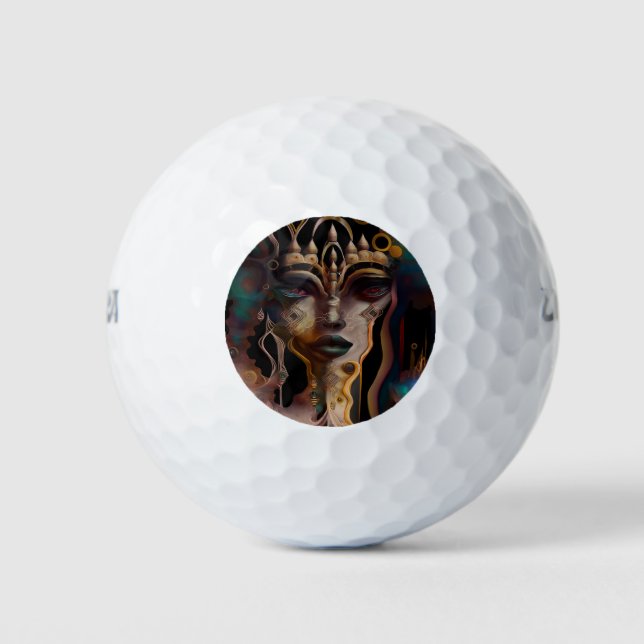 Abstract Ancient Egyptian Woman Golf Balls (Front)
