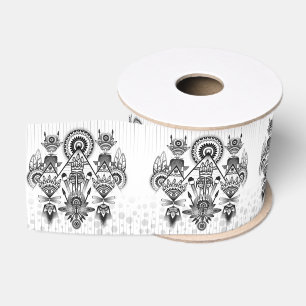 Abstract Ancient Native Indian Tribal Grosgrain Ribbon