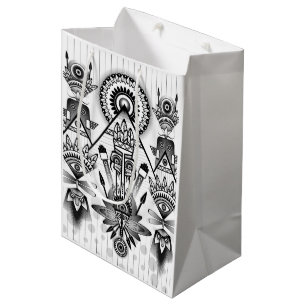 Abstract Ancient Native Indian Tribal Medium Gift Bag
