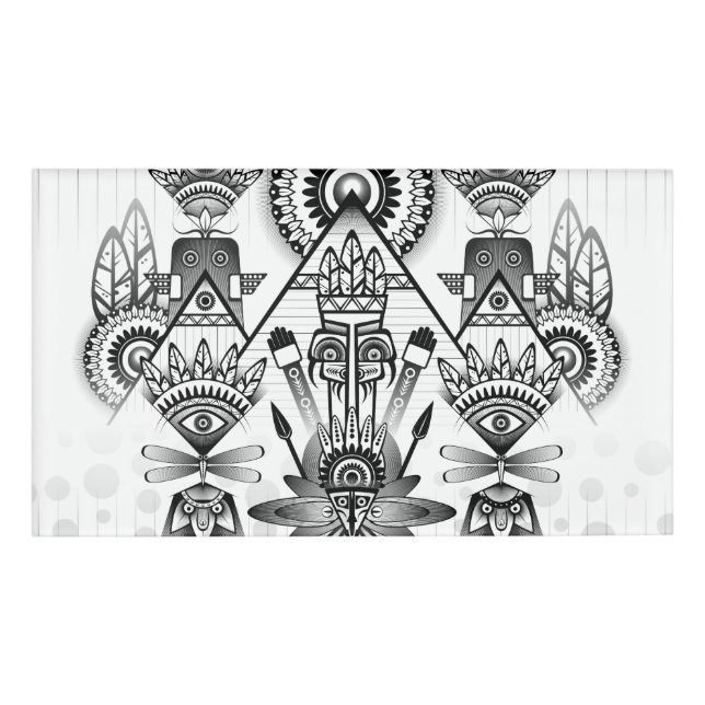 Abstract Ancient Native Indian Tribal Name Tag (Front)