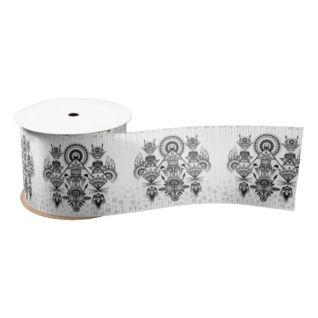 Abstract Ancient Native Indian Tribal Satin Ribbon (Spool)