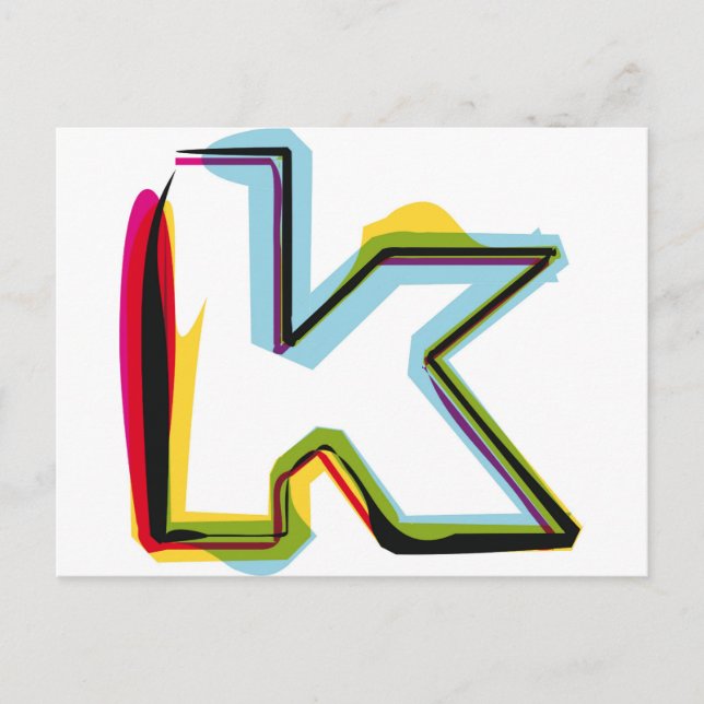 Abstract and colorful letter k postcard (Front)