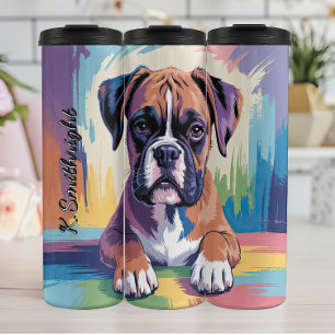 Abstract and Colourful Boxer Dog Thermal Tumbler