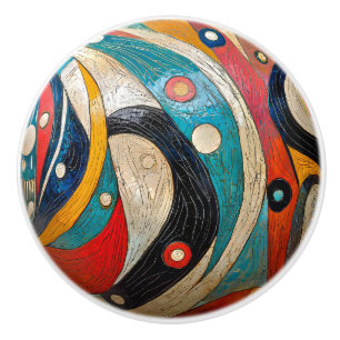 Abstract and Colourful  Ceramic Knob