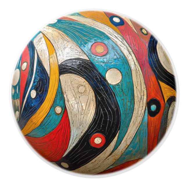 Abstract and Colourful  Ceramic Knob (Front)