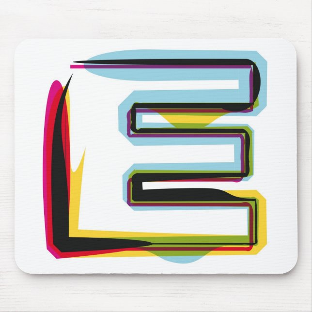 Abstract and colourful letter E Mouse Pad (Front)