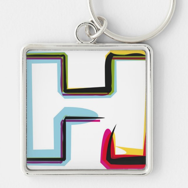 Abstract and colourful letter H Key Ring (Front)
