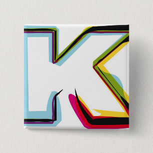Abstract and colourful letter K 15 Cm Square Badge