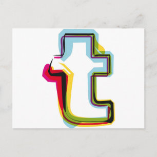 Abstract and colourful letter t postcard