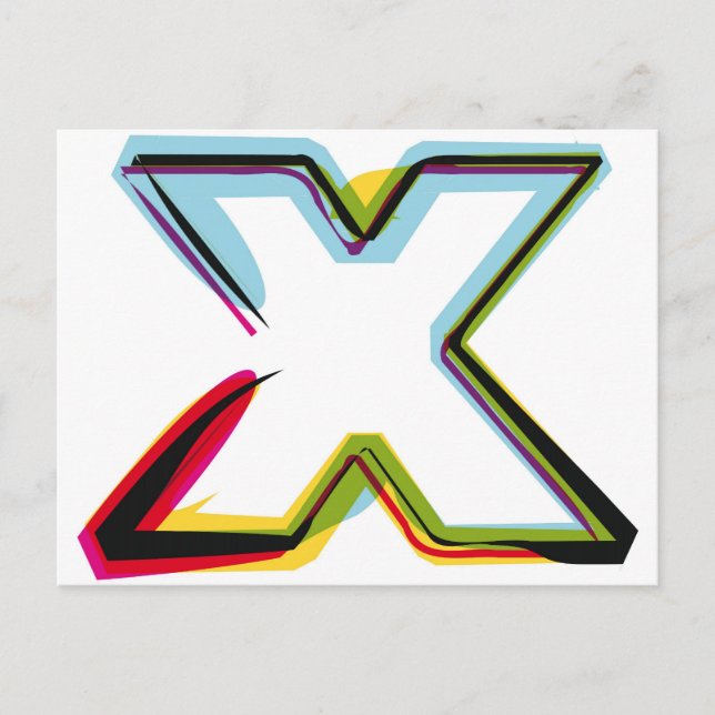 Abstract and colourful letter X Postcard (Front)