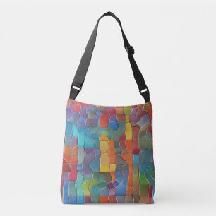 Abstract and colourful mosaic crossbody bag