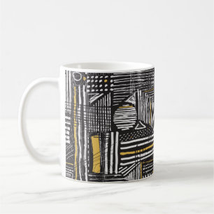 Abstract and creative seamless pattern design with coffee mug