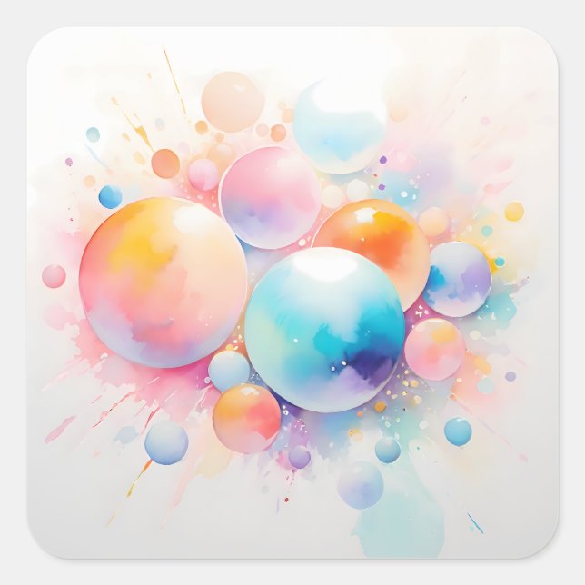 Abstract and modern bubble design square sticker (Front)