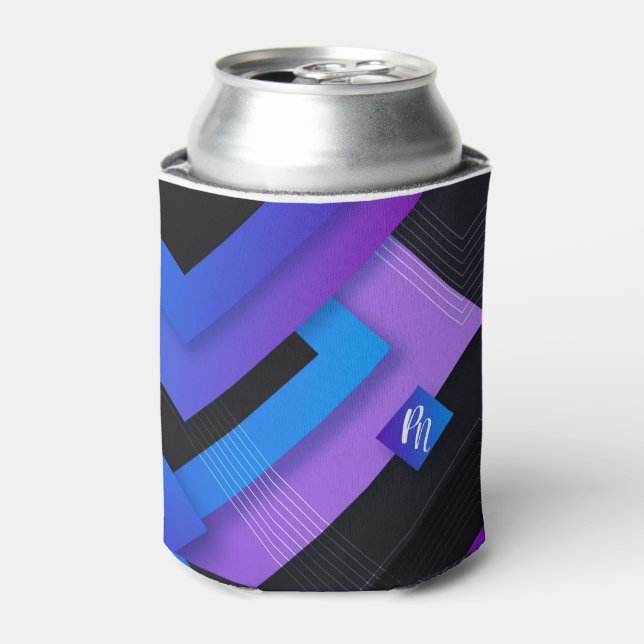 Abstract and Monogram Can Cooler (Can Front)