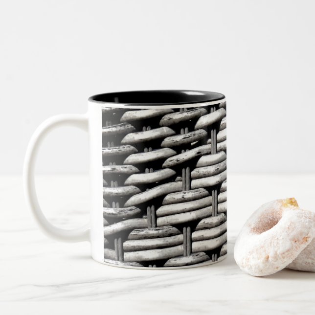 Abstract and Stylish Grey Pattern  Two-Tone Coffee Mug (With Donut)