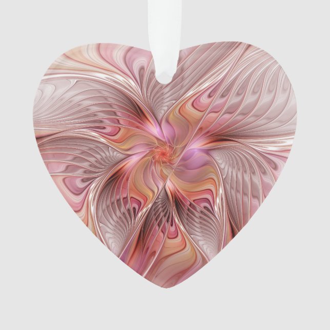 Abstract Angel Colourful Fantasy Fractal Art Heart Ornament (Front)