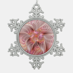 Abstract Angel Colourful Fantasy Fractal Art Snowflake Pewter Christmas Ornament
