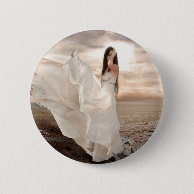 Abstract Angel White Dressed Beauty 6 Cm Round Badge (Front)