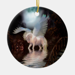 Abstract Angel White Horse Ceramic Ornament