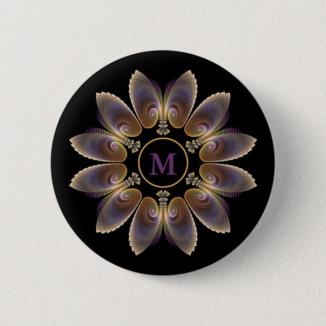 Abstract Angel Wings Mandala Fractal Monogram 6 Cm Round Badge (Front)