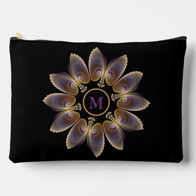 Abstract Angel Wings Mandala Fractal Monogram Accessory Pouch (Front)