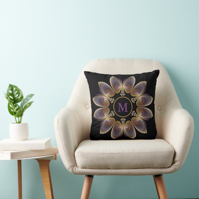Abstract Angel Wings Mandala Fractal Monogram Cushion (Chair)