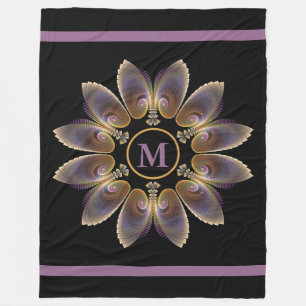 Abstract Angel Wings Mandala Fractal Monogram Fleece Blanket