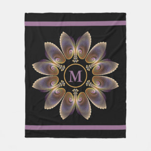 Abstract Angel Wings Mandala Fractal Monogram Fleece Blanket