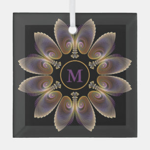 Abstract Angel Wings Mandala Fractal Monogram Glass Tree Decoration