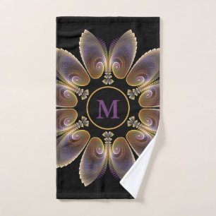 Abstract Angel Wings Mandala Fractal Monogram Hand Towel